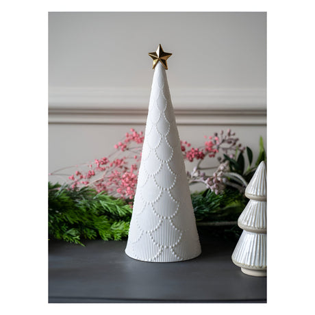 Laura Ashley White Ceramic Christmas Tree - 30cm