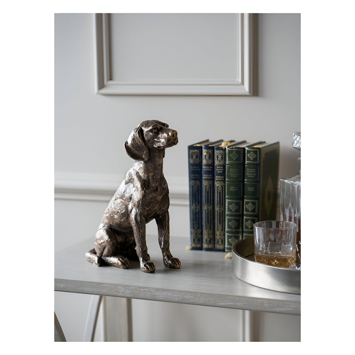 Laura Ashley Bronze Large Sitting Dog Figurine - 27cm