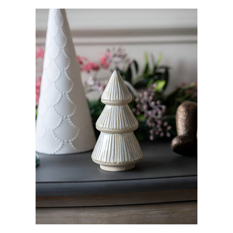 Laura Ashley Cream Ceramic Christmas Tree - 15cm