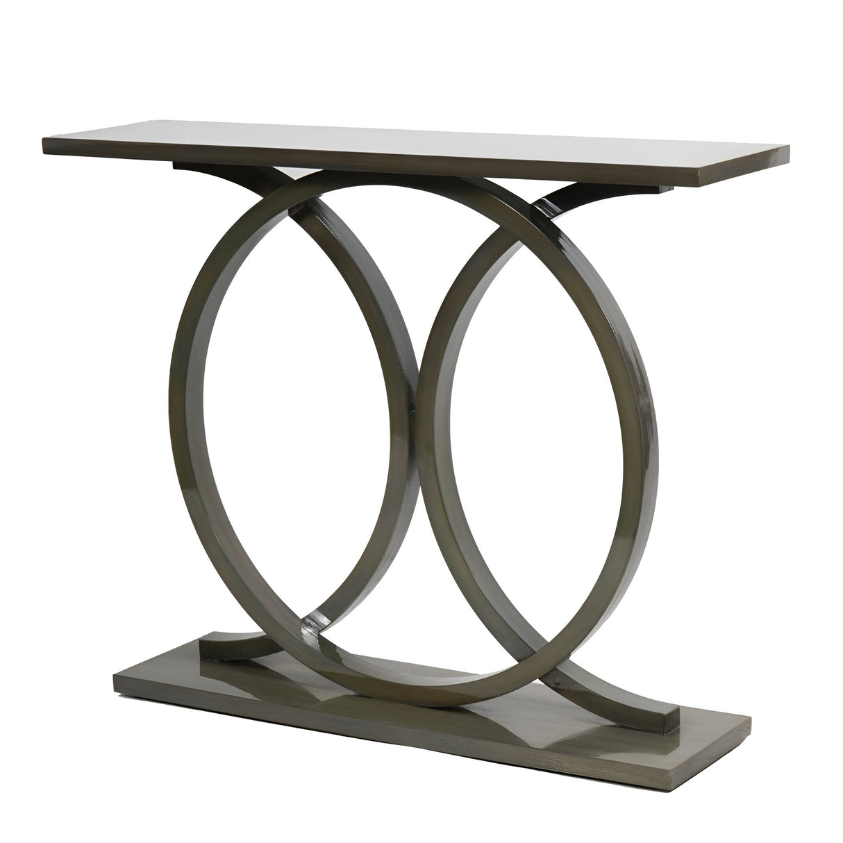 Lacquer Console Table - Olive & Bronze