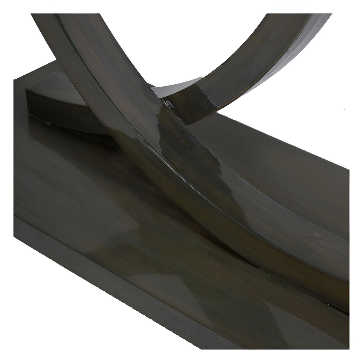 Lacquer Console Table - Olive & Bronze