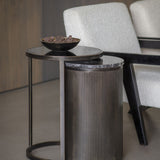 Marble Glass Nesting Set of 2 Side Tables – Black