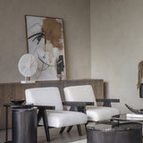 Marble Glass Nesting Set of 2 Side Tables – Black