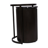 Marble Glass Nesting Set of 2 Side Tables – Black