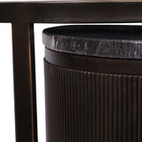 Marble Glass Nesting Set of 2 Side Tables – Black