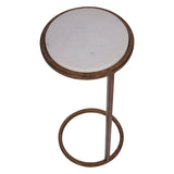 Iota Banswara Marble Accent Table - White & Gold