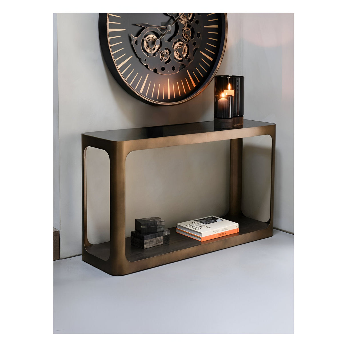 Thorpe Metal & Glass Console Table - Gold