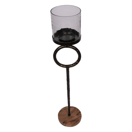 Rutland Large Pillar Floor Hurricane 108cm - Antique Gold