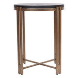 Dalston Sandblasted Wood Side Table - Black & Champagne Frame