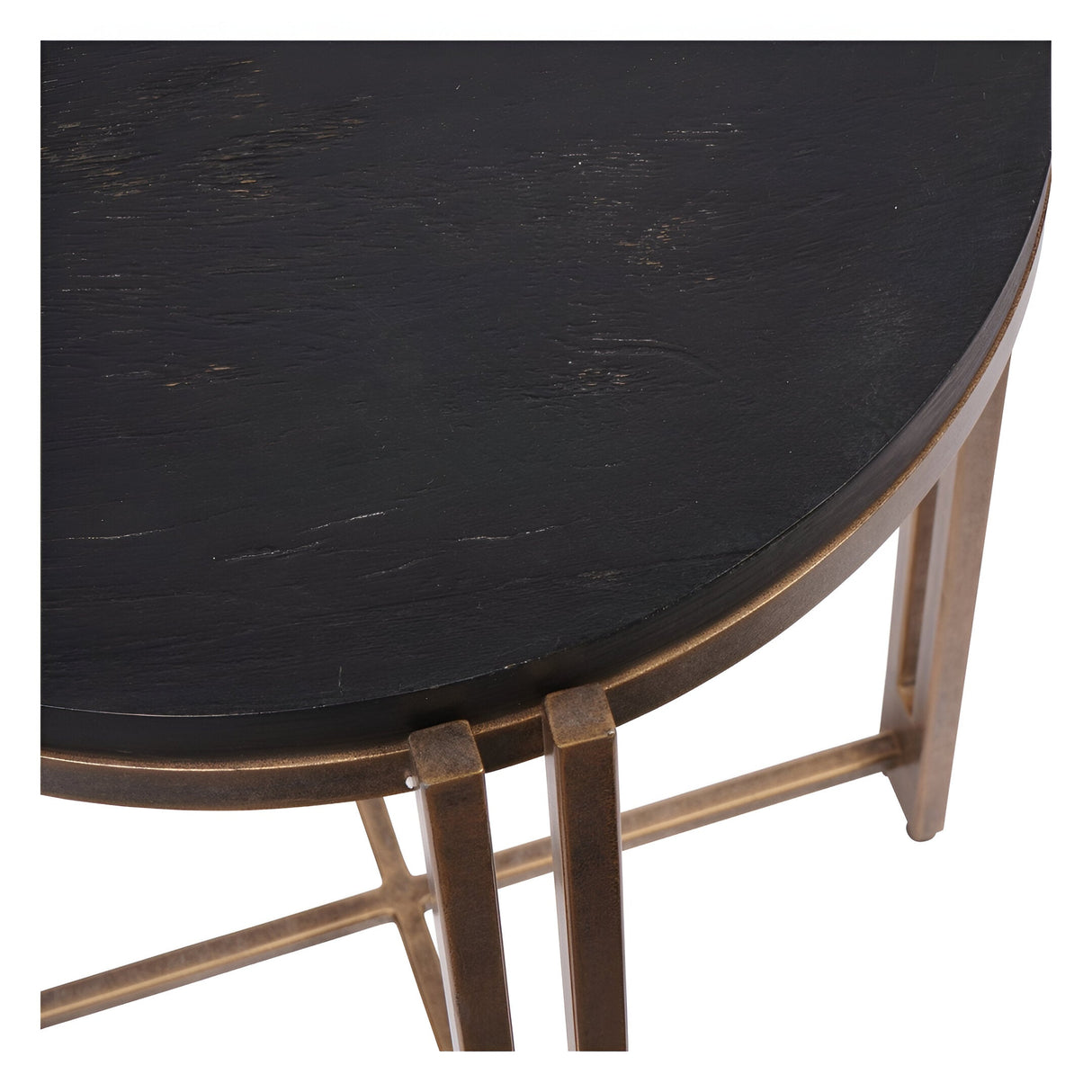 Dalston Sandblasted Wood Side Table - Black & Champagne Frame