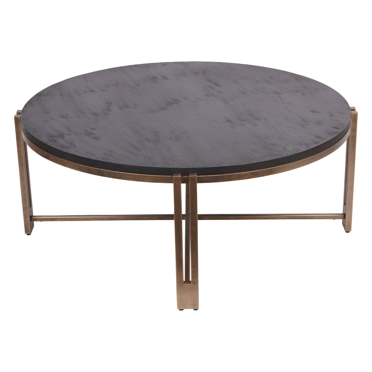Dalston Sandblasted Wood Coffee Table - Black & Champagne Frame