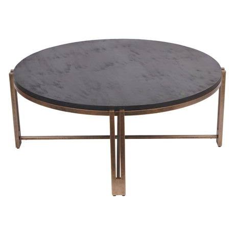 Dalston Sandblasted Wood Coffee Table - Black & Champagne Frame