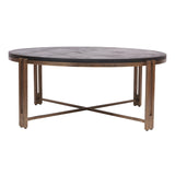 Dalston Sandblasted Wood Coffee Table - Black & Champagne Frame