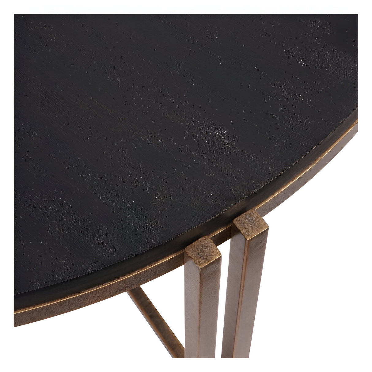 Dalston Sandblasted Wood Coffee Table - Black & Champagne Frame