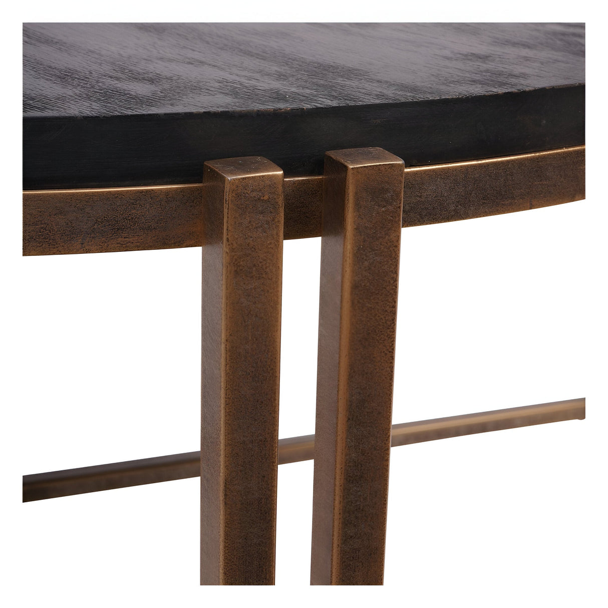 Dalston Sandblasted Wood Coffee Table - Black & Champagne Frame
