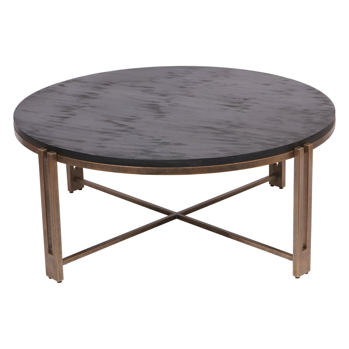Dalston Sandblasted Wood Coffee Table - Black & Champagne Frame