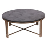 Dalston Sandblasted Wood Coffee Table - Black & Champagne Frame