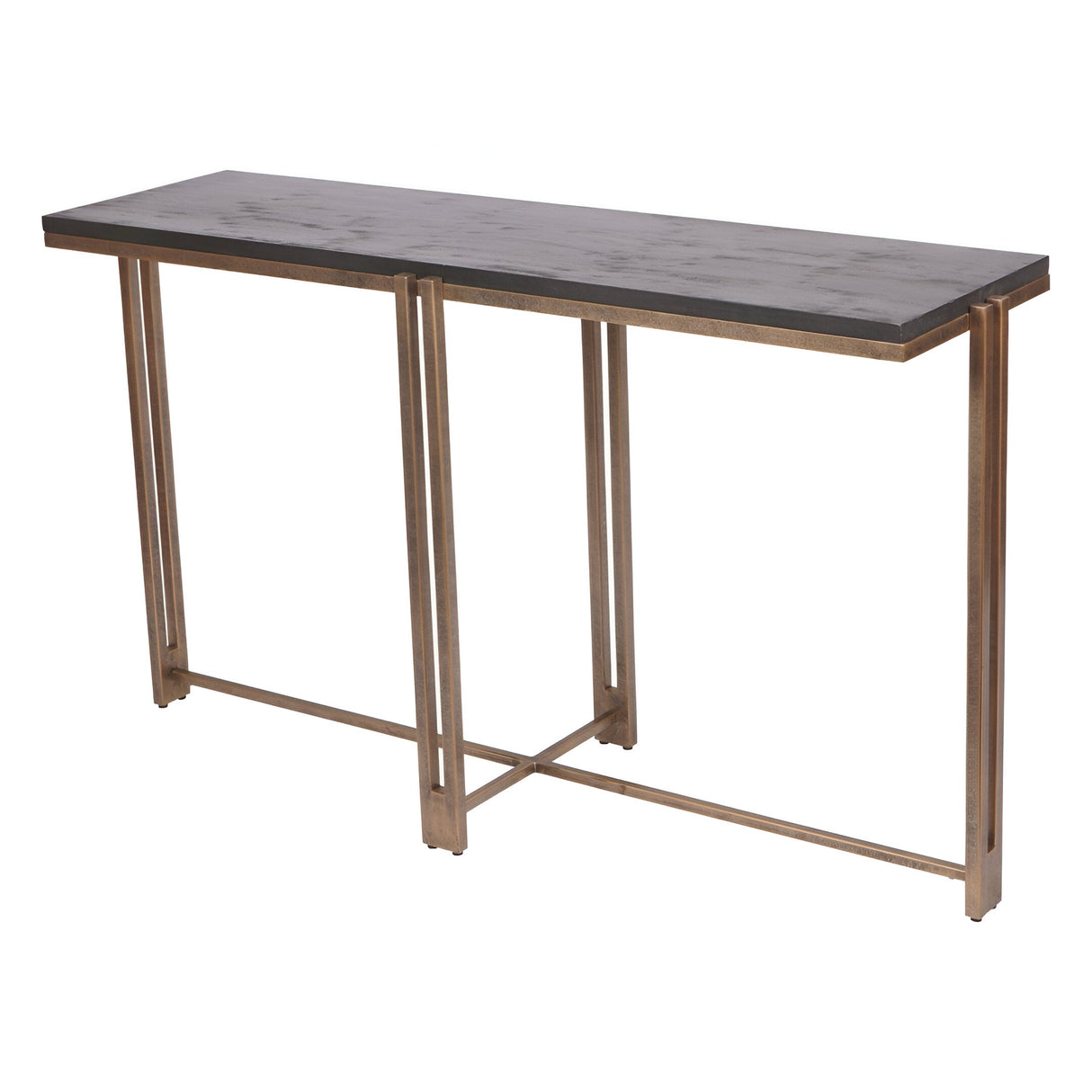 Dalston Sandblasted Wood Console Table - Black & Champagne Frame