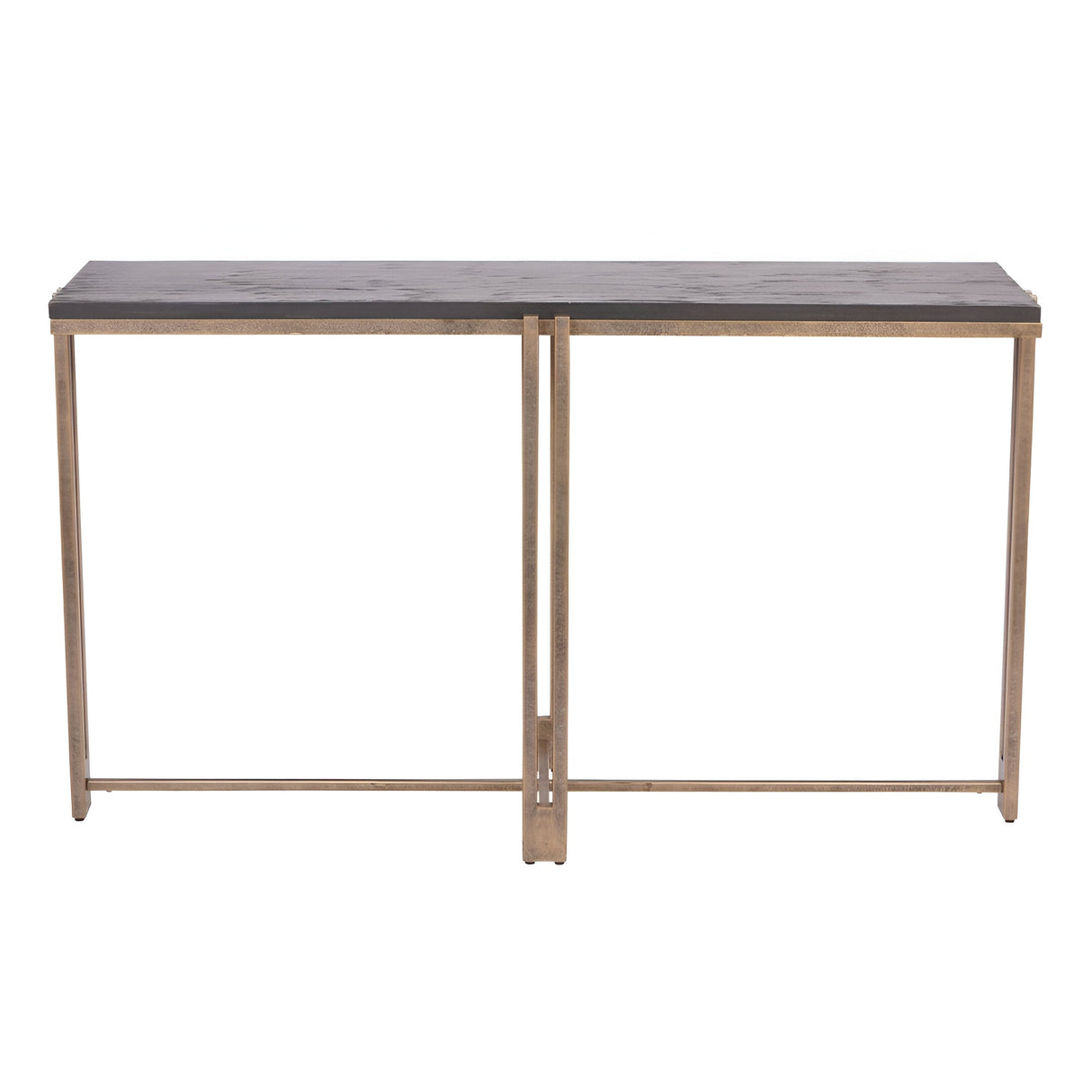Dalston Sandblasted Wood Console Table - Black & Champagne Frame