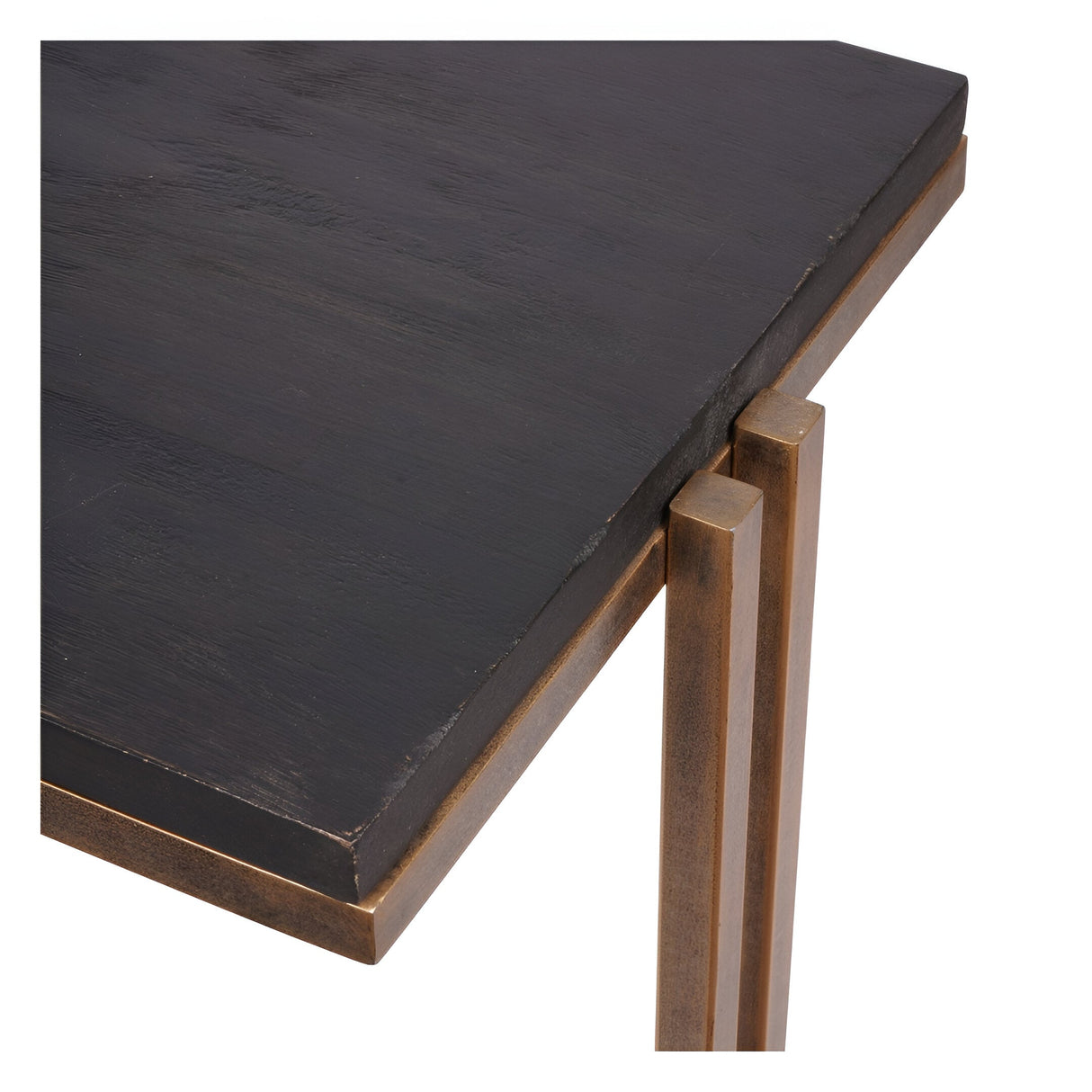Dalston Sandblasted Wood Console Table - Black & Champagne Frame