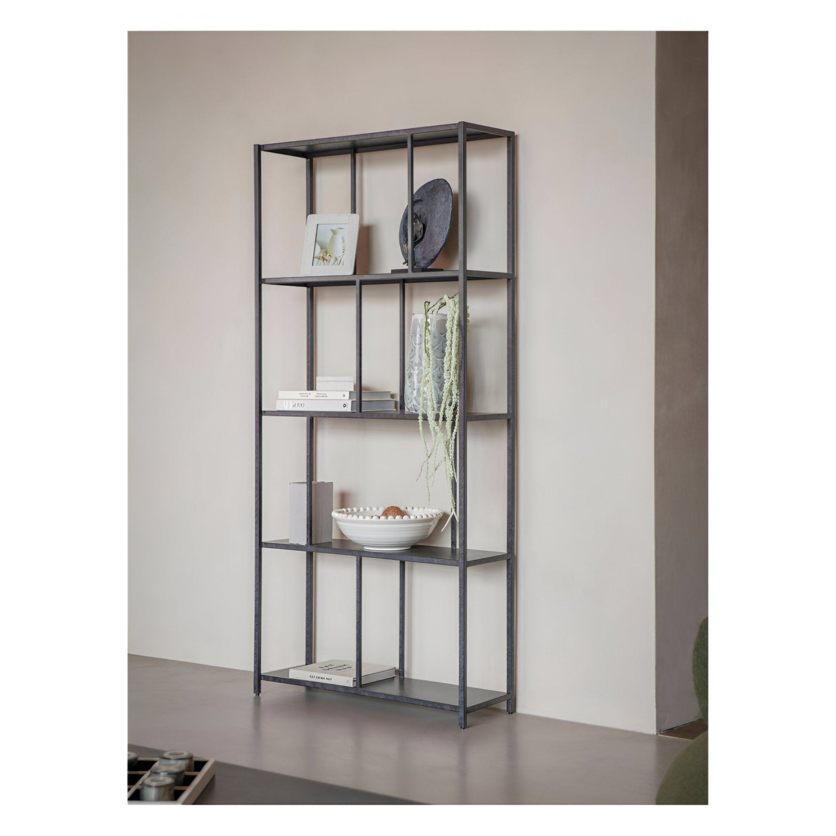 Brooks Tall Metal Shelving Unit - Mottled Black