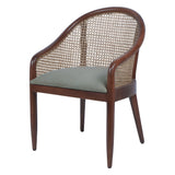 Carmel Oak Armchair With Cane & Upholstery - Brown