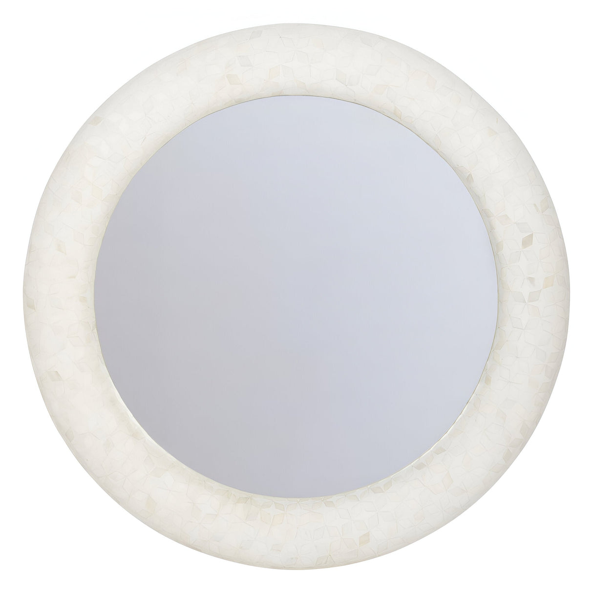 Aspen Bone Inlay Round Wall Mirror White - 100cm