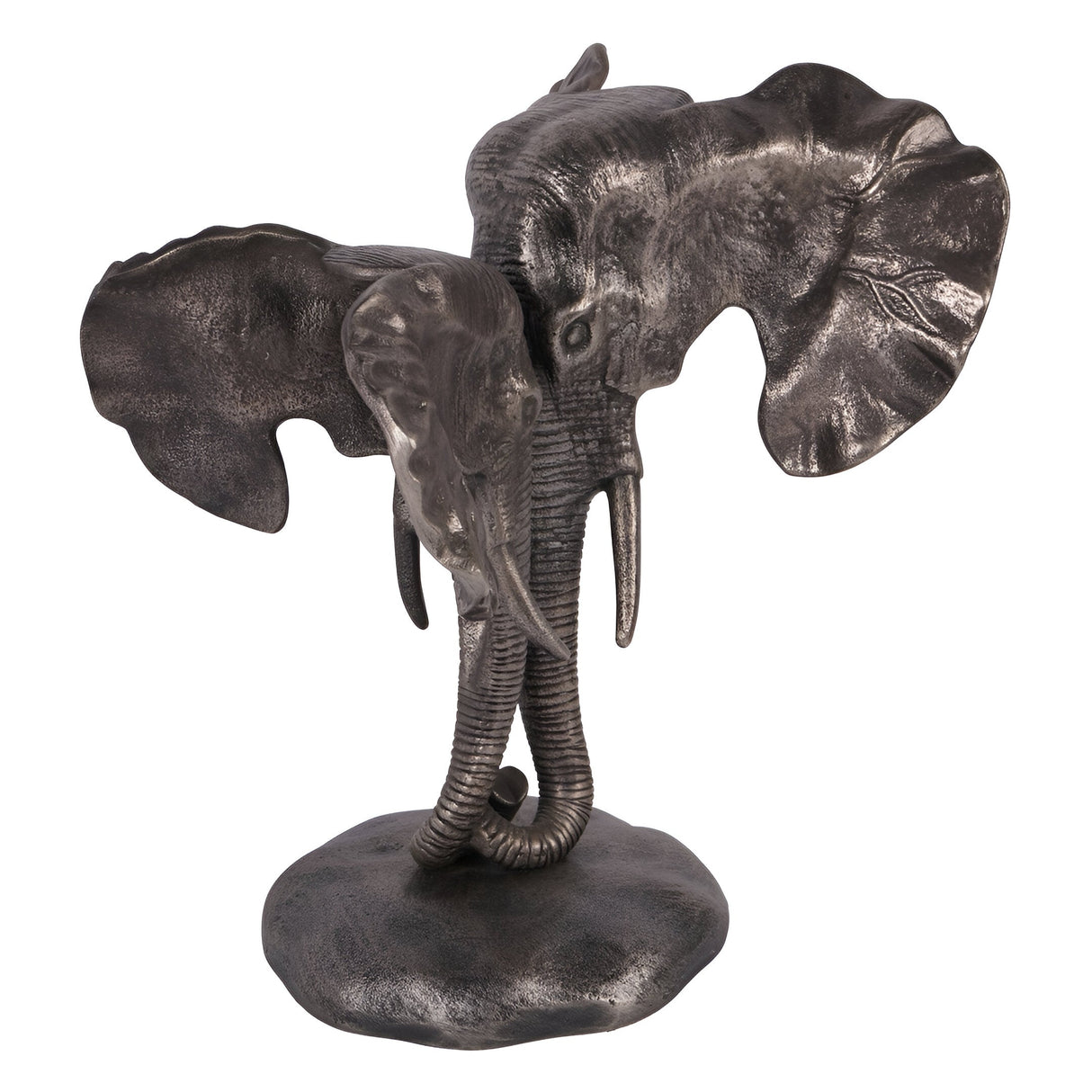 Kariba Cast Aluminium Nuzzling Elephants Figurine - 31cm