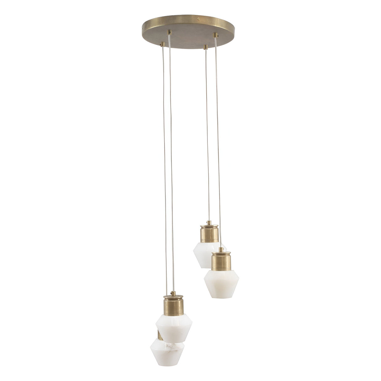 Allegra 4 Light Alabaster Pendant - Antique Brass