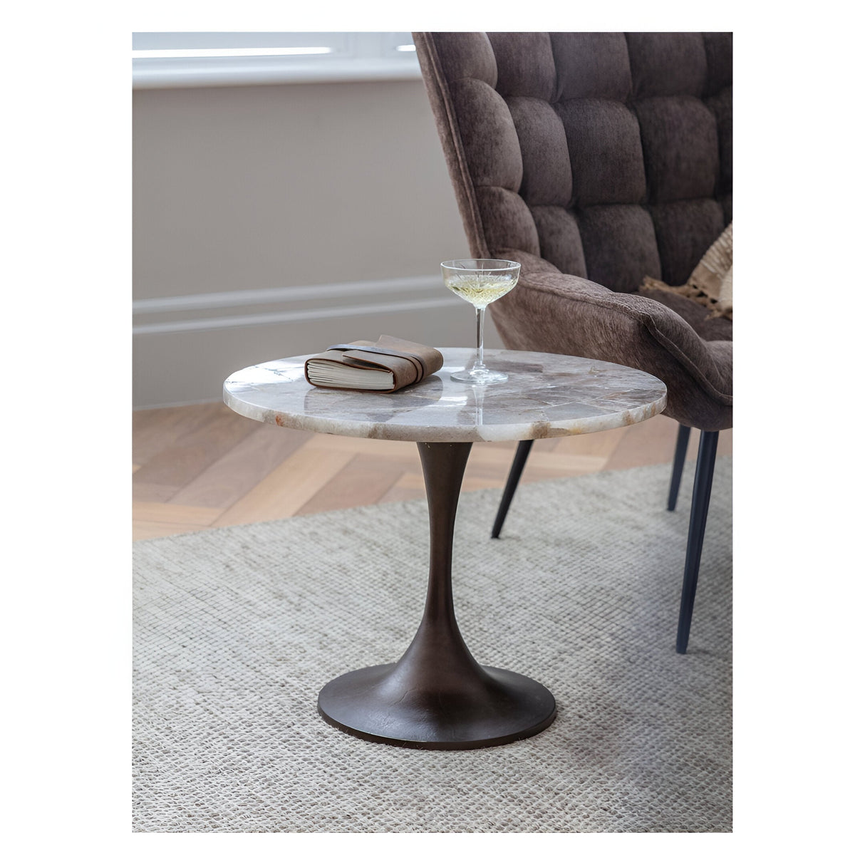 Bosworth Smokey Quartz Side Table 60cm - Grey
