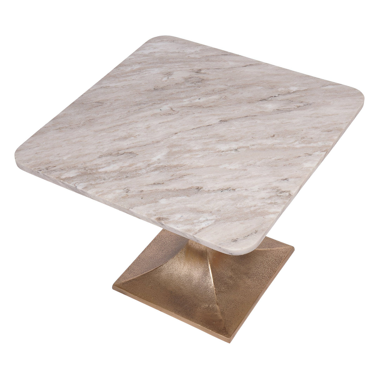 Morchino Marble Side Table 55cm - White & Bronze