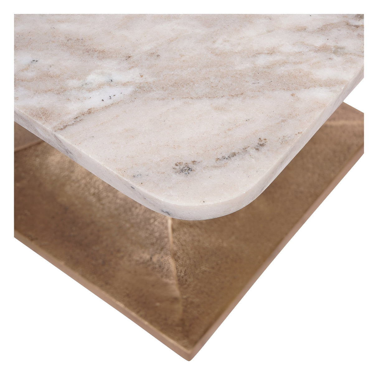 Morchino Marble Side Table 55cm - White & Bronze