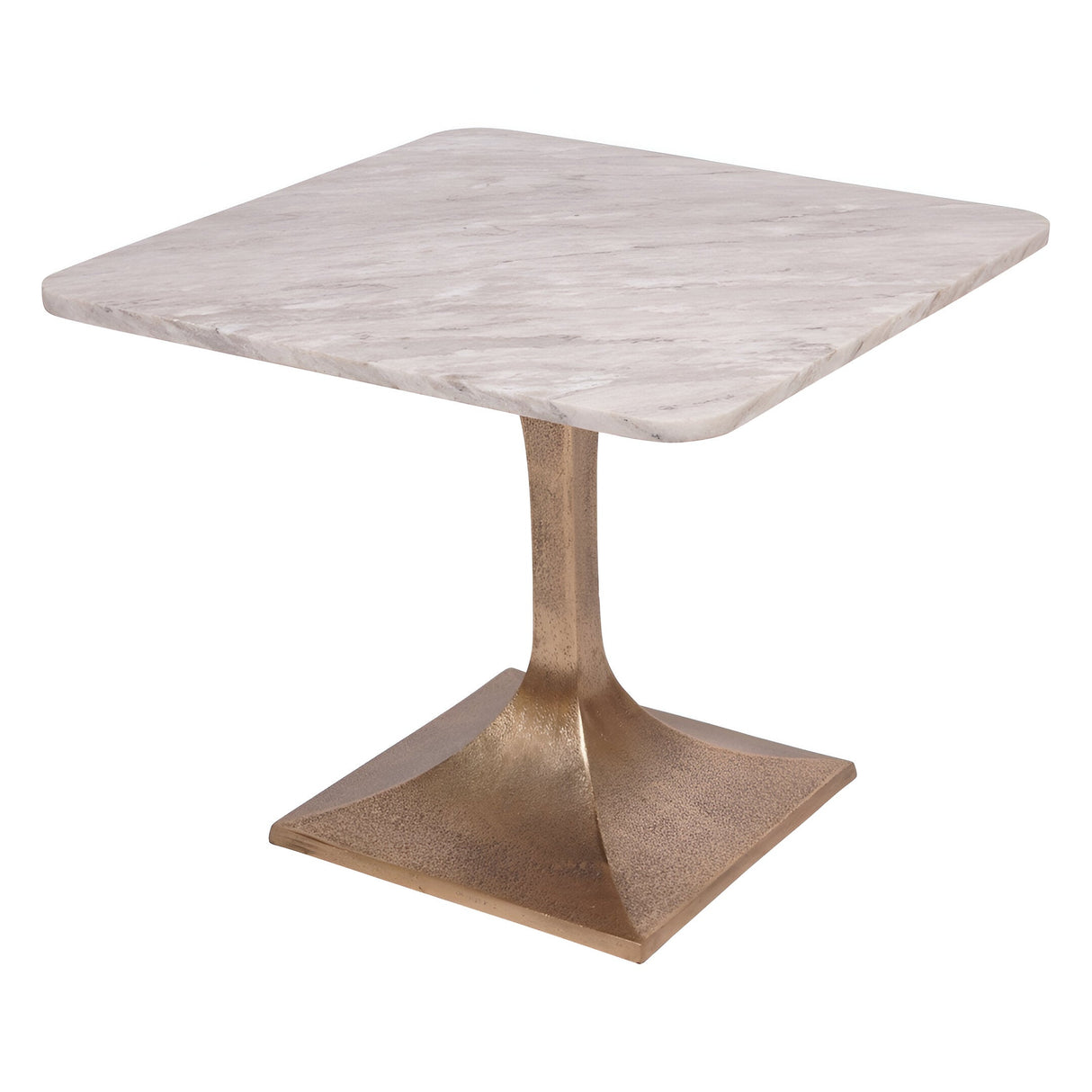 Morchino Marble Side Table 55cm - White & Bronze