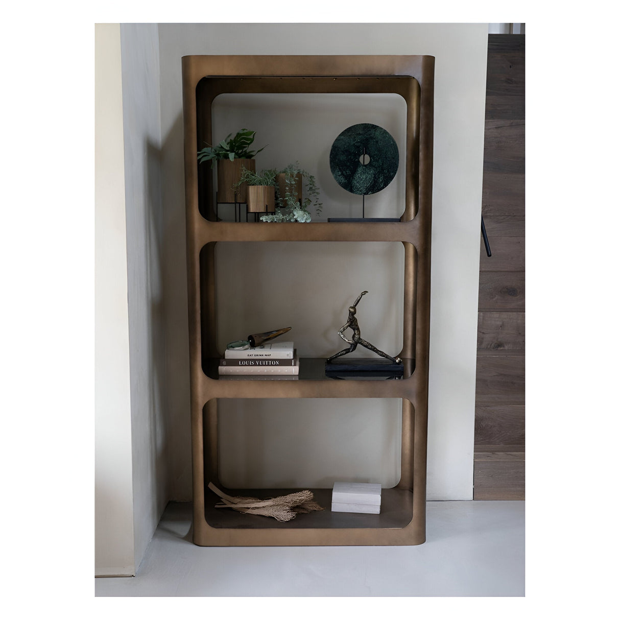 Thorpe Metal & Glass Shelving Unit - Dark Smoked Gold