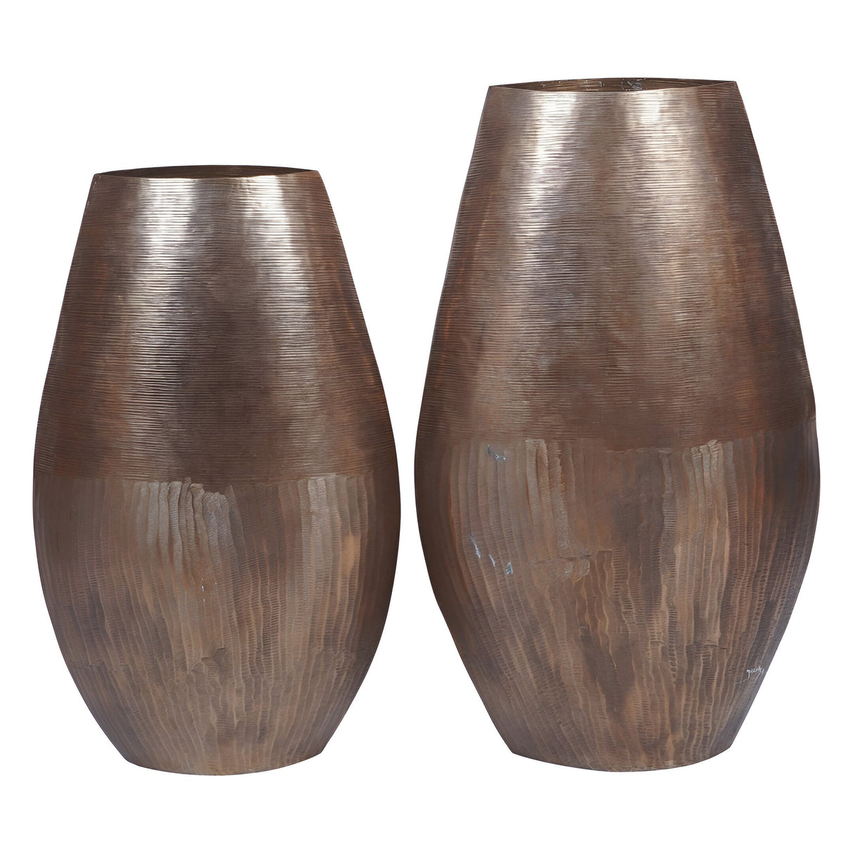 Southwold Textured Oval Vase 80cm - Antique Brass