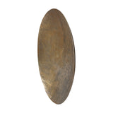 Libra Interiors Round Textured Aluminium Wall Art in antique brass, a large concave disc with hand-applied rippled lines, shown against a white background.