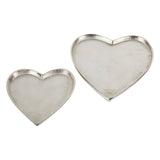 Esme Heart Set of 2 Plates - Silver