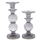 Laura Ashley Kersey Glass Candle Holder 19.5cm - Grey