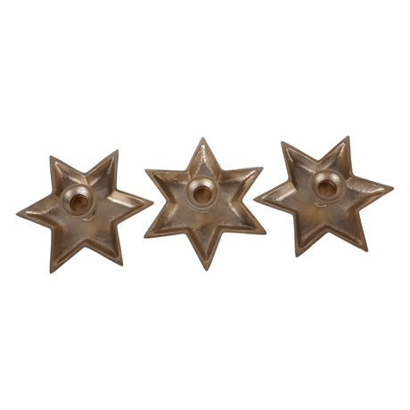 Laura Ashley Set of 3 Small Star Candle Holders - Gold