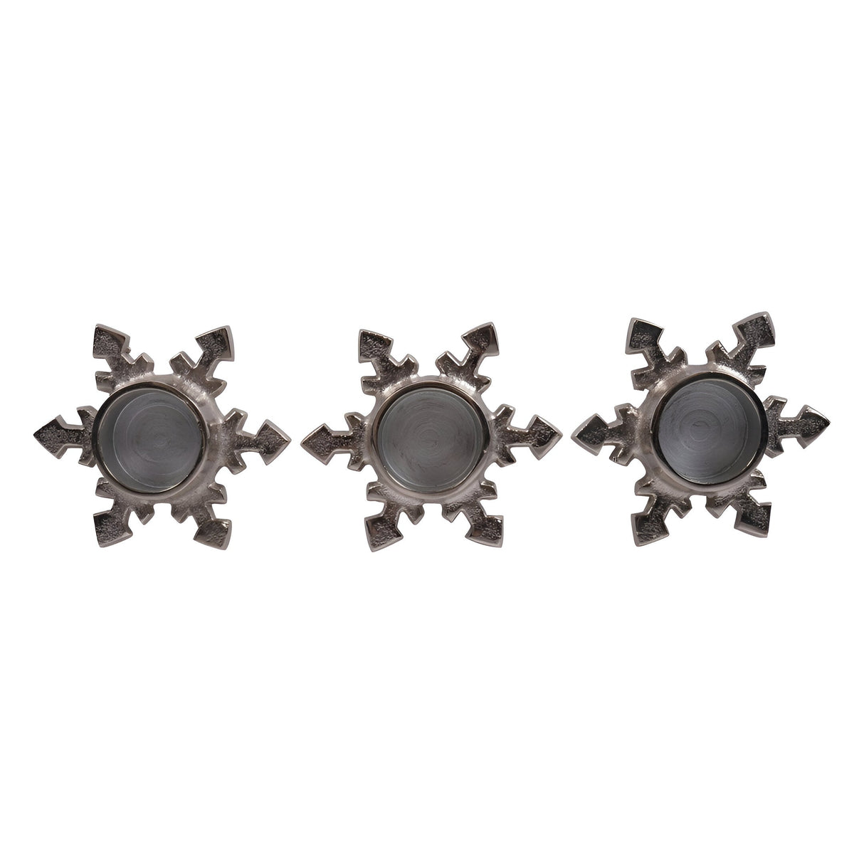 Laura Ashley Set of 3 Small Festive Snowflake Tealight Holders -Silver