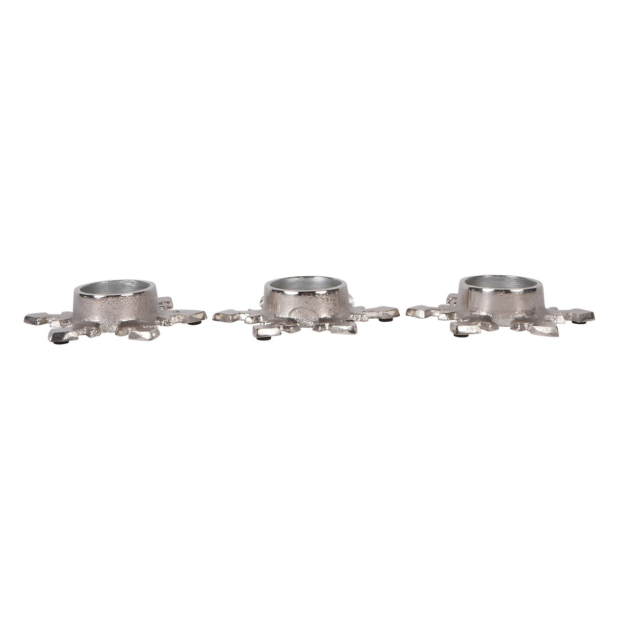 Laura Ashley Set of 3 Small Festive Snowflake Tealight Holders -Silver