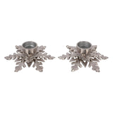 Laura Ashley Set of 2 Festive Snowflake Tealight Holders - Silver