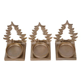 Laura Ashley Set of 3 Festive Xmas Tree Tealight Holders - Gold