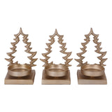 Laura Ashley Set of 3 Festive Xmas Tree Tealight Holders - Gold