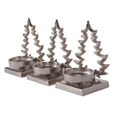 Laura Ashley Set of 3 Festive Xmas Tree Tealight Holders - Silver