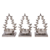 Laura Ashley Set of 3 Festive Xmas Tree Tealight Holders - Silver