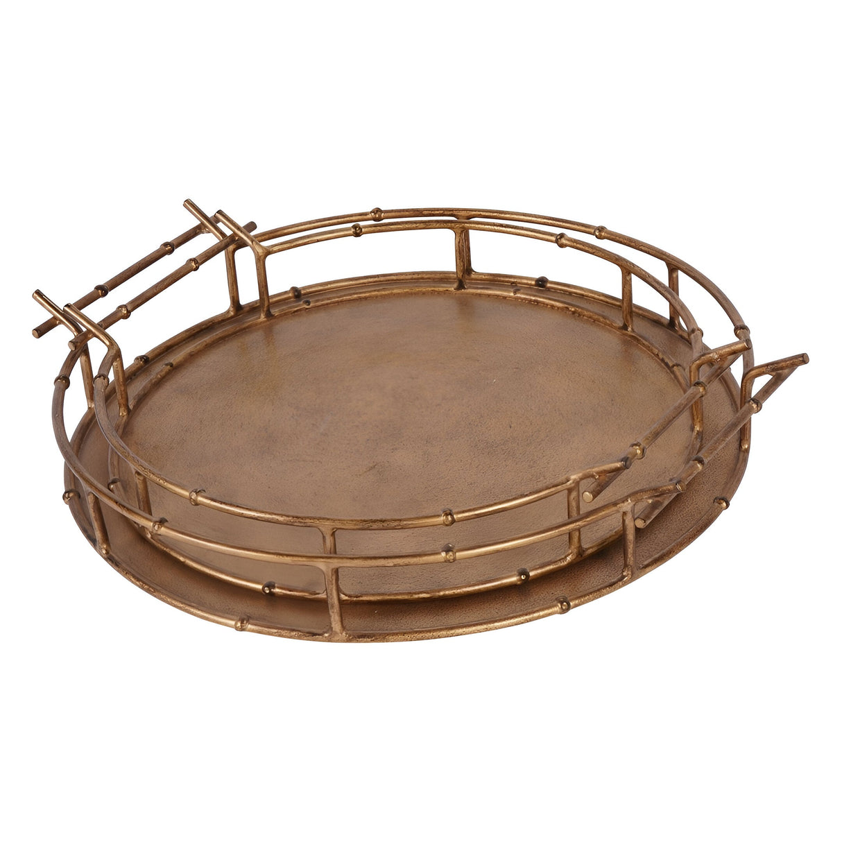 Laura Ashley Astaire Bamboo Tray Set of 2 Mini & Small - Brass