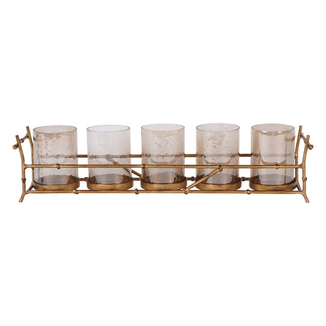Laura Ashley Astaire Bamboo 5 Light Hurricane - Gold