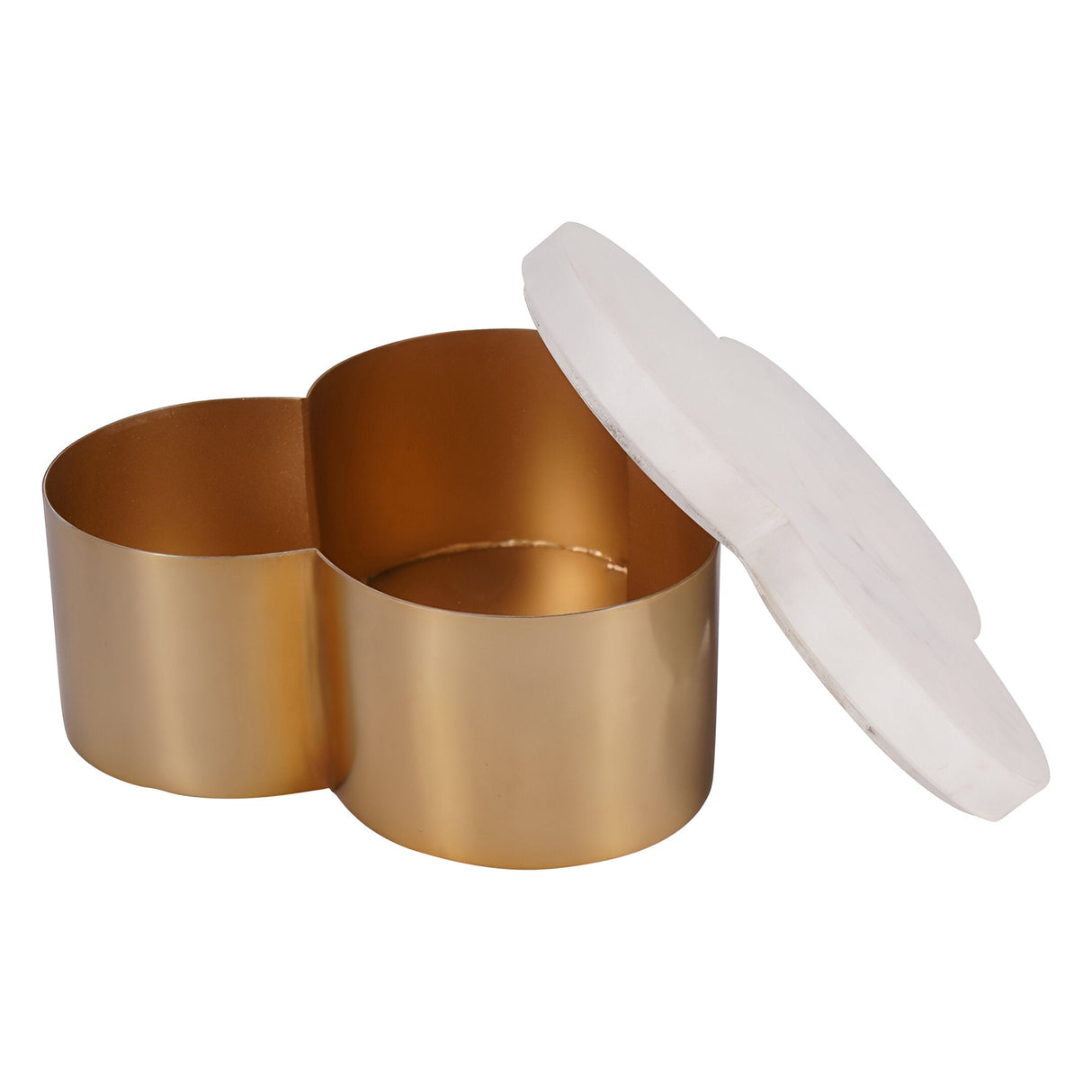 Genoa Steel Box With Marble Lid - Brass & White