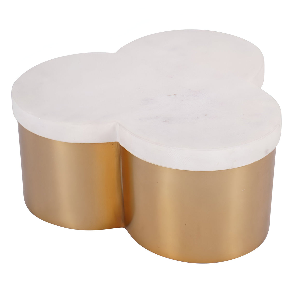 Genoa Steel Box With Marble Lid - Brass & White
